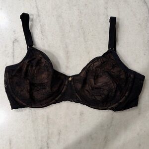 Natori Black Lace Underwire Semi-Sheer Bra